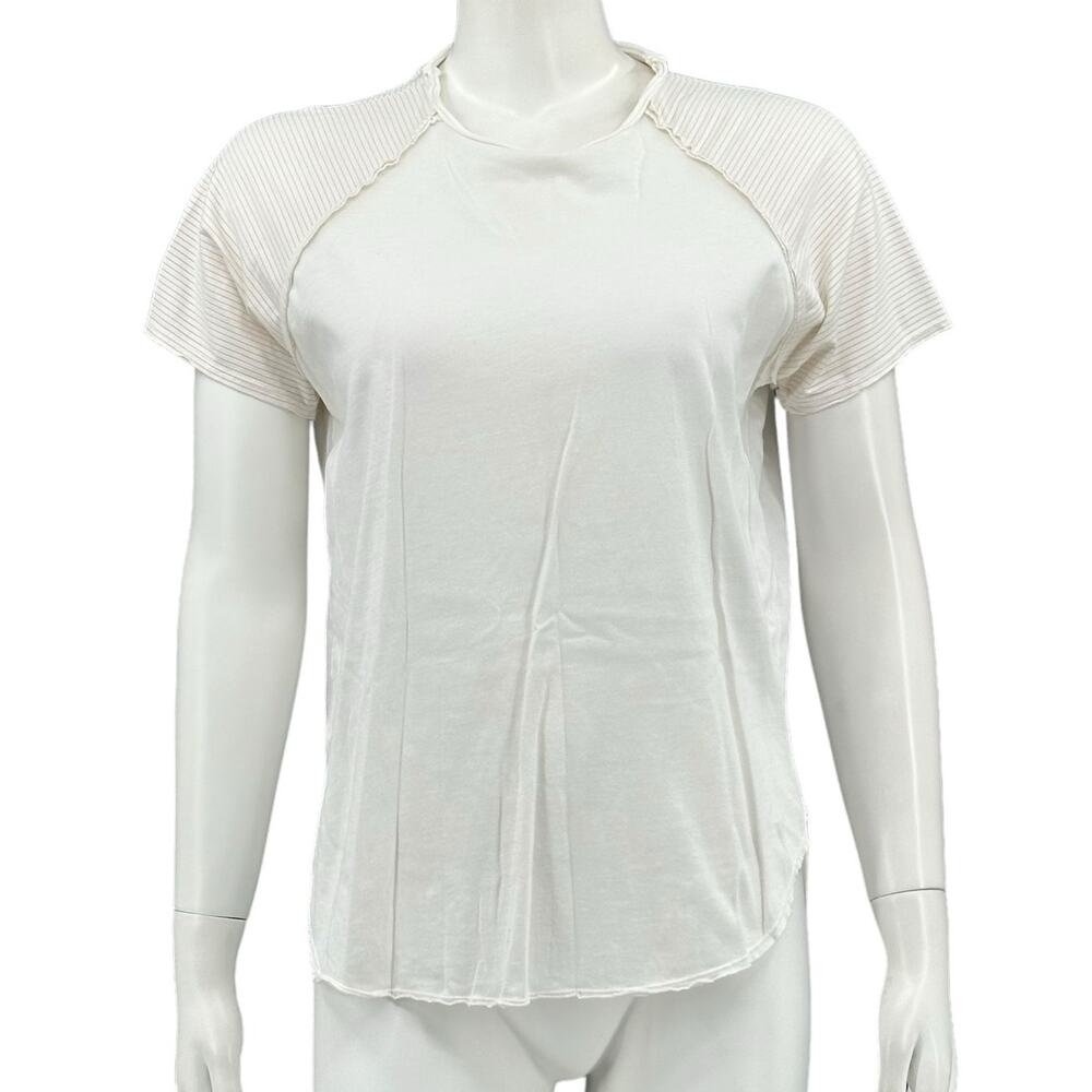 Maaji Swim Top Womens Large Cream Rashguard Cotton Stretch Pool Beach Summer